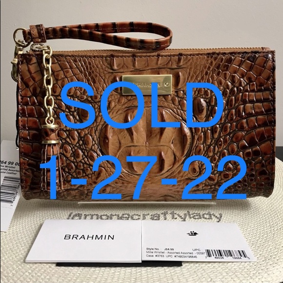 Brahmin Millie TOASTED ALMOND Wristlet Makeup Bag